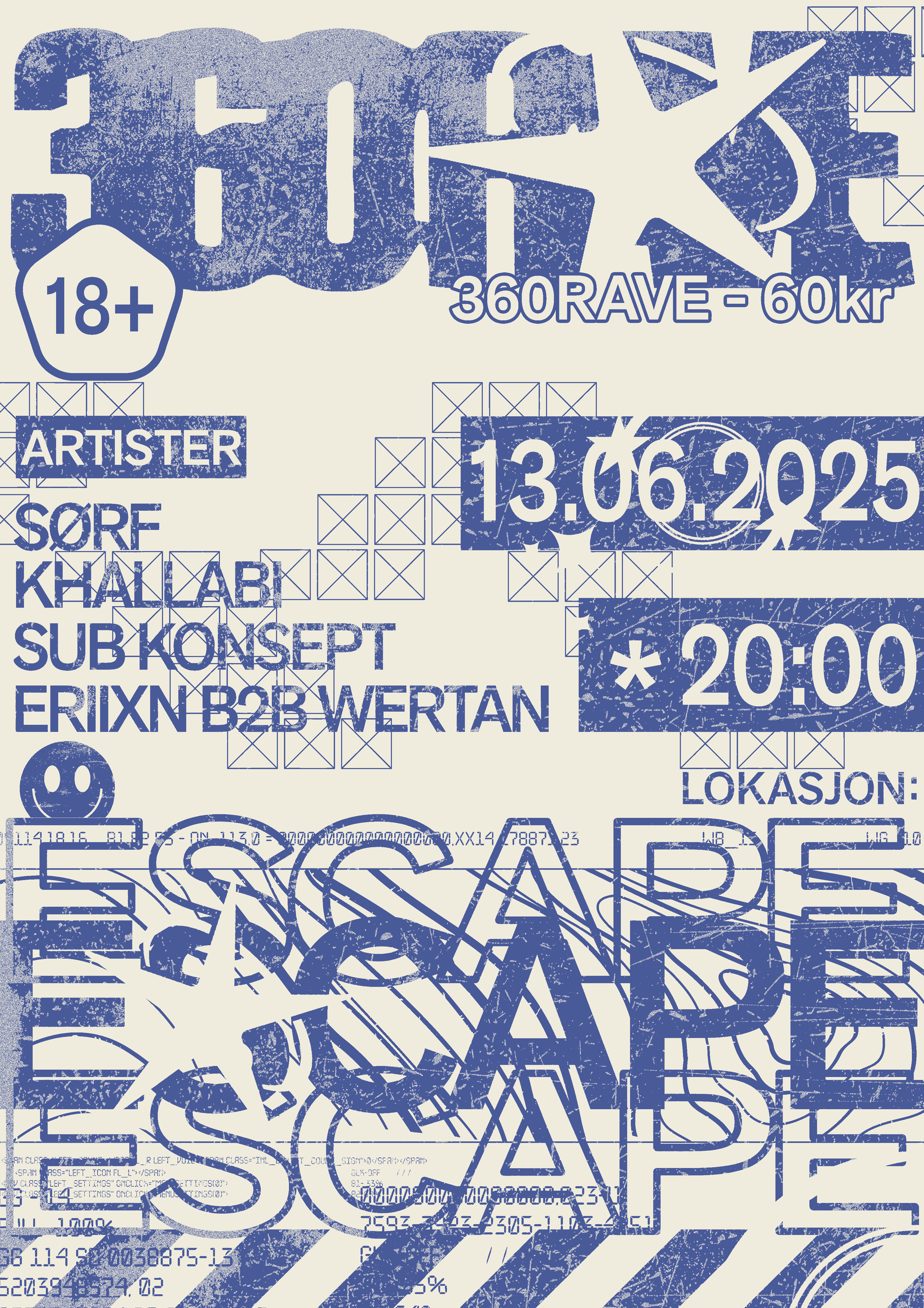 Alternativ fargeversjon av eventplakat for 360 rave