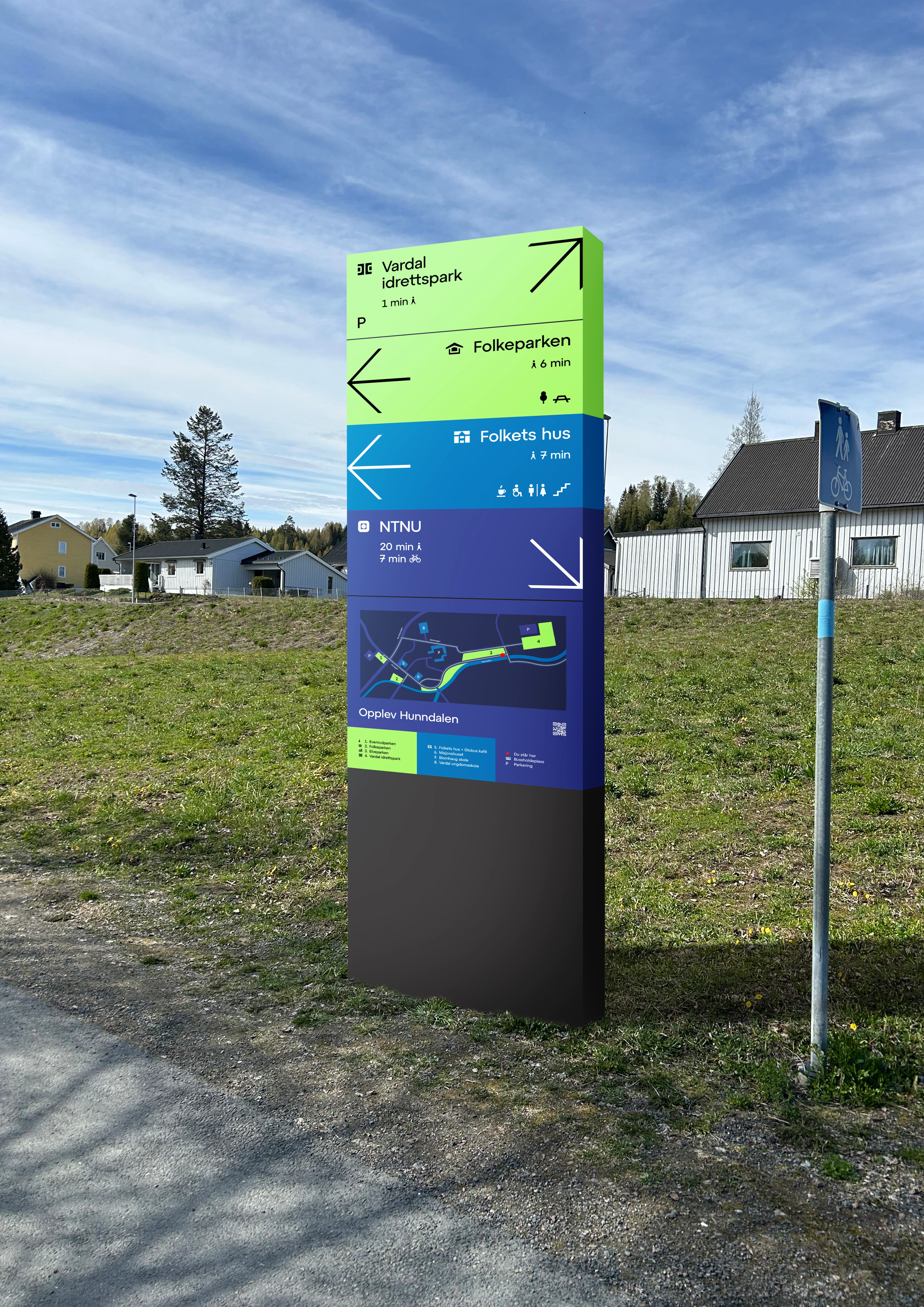 Oversiktsskilt for Opplev Hunndalen
